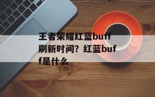 王者荣耀红蓝buff刷新时间？红蓝buff是什么