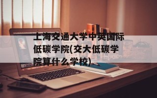 上海交通大学中英国际低碳学院(交大低碳学院算什么学校)