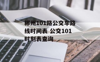 郴州101路公交车路线时间表 公交101时刻表查询