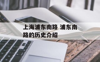 上海浦东南路 浦东南路的历史介绍