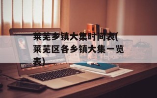 莱芜乡镇大集时间表(莱芜区各乡镇大集一览表)