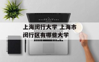 上海闵行大学 上海市闵行区有哪些大学